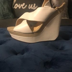 Worn once white wedge sandal